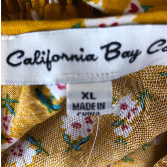 California Bay Co Floral Dress Hi Lo Hem Midi Yellow NWT Sz XL - Picture 6 of 9